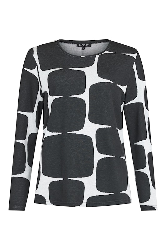 Sunday Abstract Geometric Print Round Neck Top 64376641 90 - Black