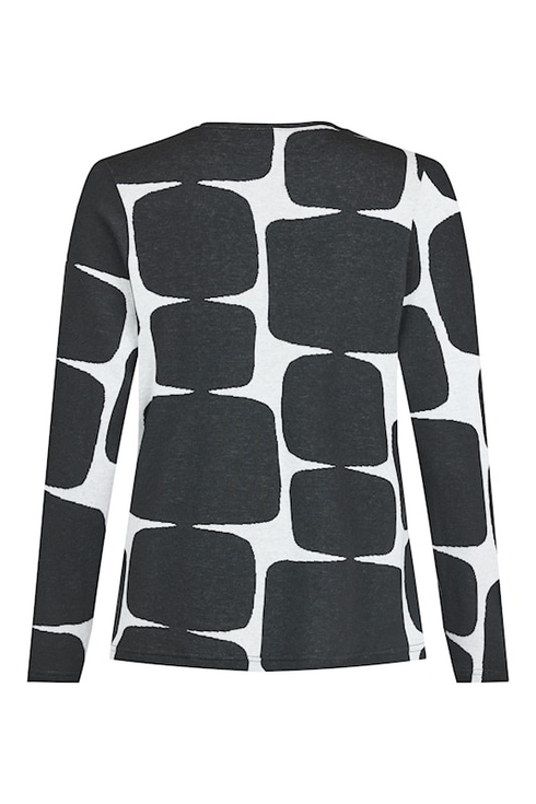 Sunday Abstract Geometric Print Round Neck Top 64376641 90 - Black