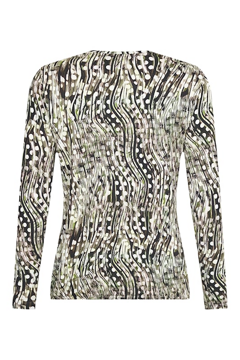 Sunday Wave Print Round Neck Top 64596630 163 - Pine Bark