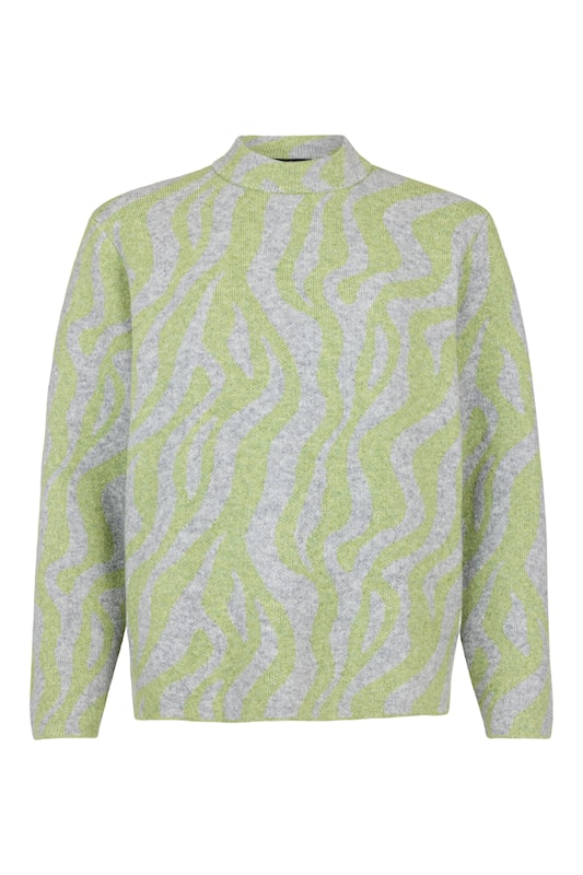 Sunday Abstract Animal Print Turtleneck Knit Jumper 65396671 862 - Forest Green / Grey
