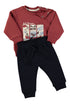 Babybol | Graphic Sweatshirt and Cuffed Trousers Set 262010 - Dark Red