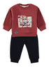 Babybol | Graphic Sweatshirt and Cuffed Trousers Set 262010 - Dark Red