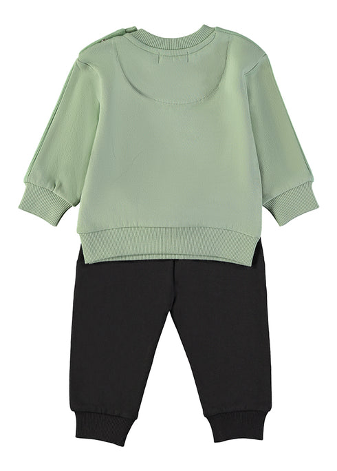 Babybol | Dinosaur Graphic Sweatshirt and Cuffed Trousers Set 262032 - Aqua Green