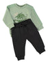 Babybol | Dinosaur Graphic Sweatshirt and Cuffed Trousers Set 262032 - Aqua Green