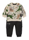Babybol | All-Over Dinosaur Print Sweatshirt and Cargo Trousers Set 262033 - Natural