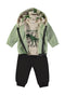 Babybol | "Dinosaur Attack!" Graphic Top, Trousers and Hooded Jacket 3 Piece Set 262034 - Aqua Green