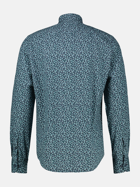 Lerros Floral Print Stretch Cotton Long Sleeve Shirt 2621315 Classic Navy 485