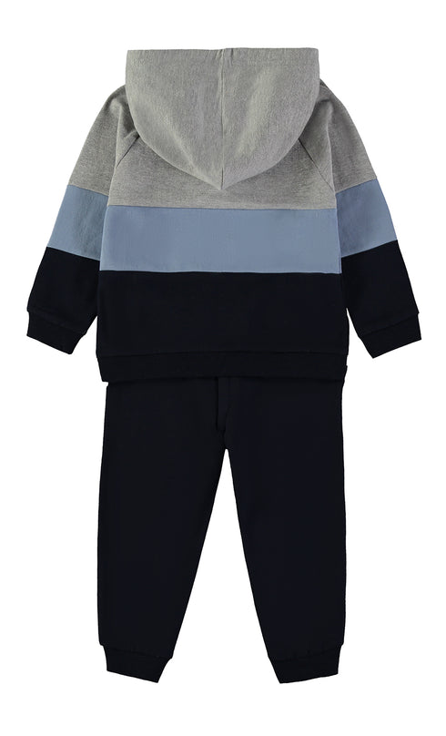 Babybol | Colour-Block Hooded Sweatshirt and Trousers Set 262305 - Navy
