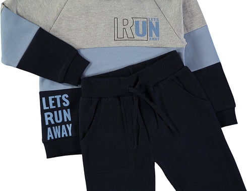 Babybol | Colour-Block Hooded Sweatshirt and Trousers Set 262305 - Navy