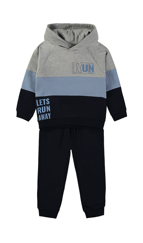 Babybol | Colour-Block Hooded Sweatshirt and Trousers Set 262305 - Navy