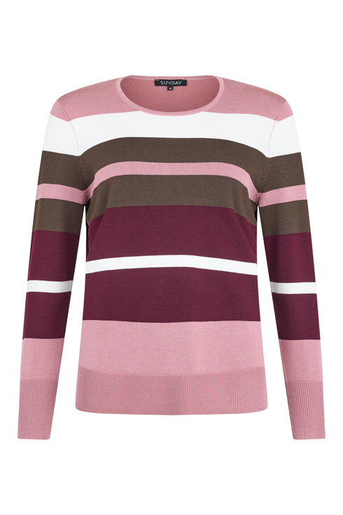 Sunday Womens Knit Pullover 63206281 252 - Rose Stripe