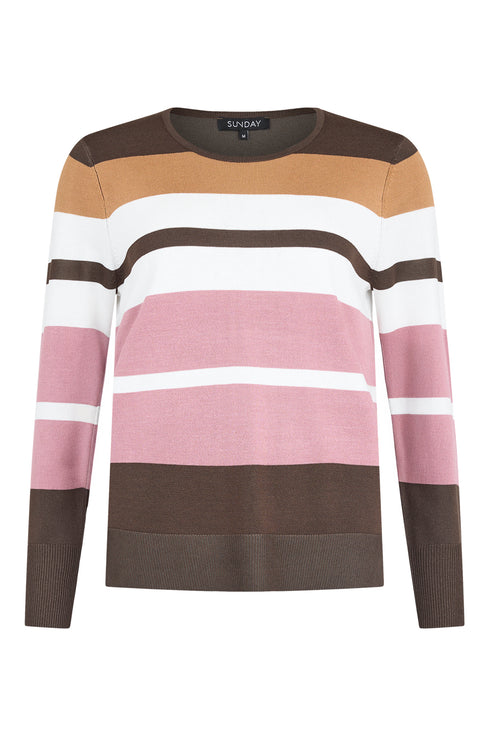 Sunday Womens Knit Jumper 63206281 392 - Brown Stripe