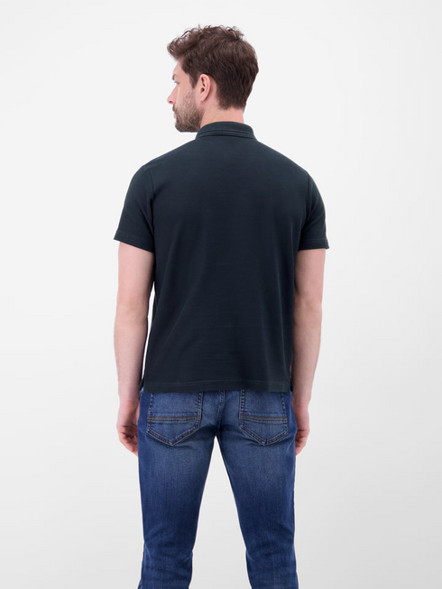 LERROS Classic Navy Waffle Cotton Polo Shirt — Regular Fit | 2633204