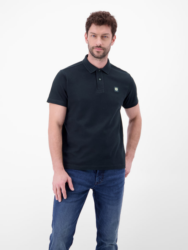 LERROS Classic Navy Waffle Cotton Polo Shirt — Regular Fit | 2633204