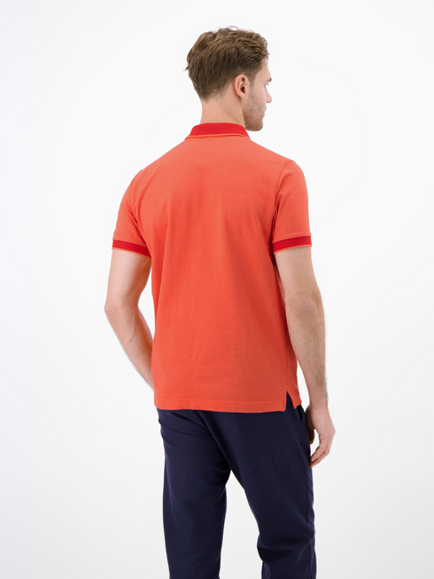 LERROS Vivid Red Two-Tone Cotton Polo Shirt — Regular Fit | 2633206