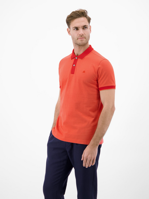 LERROS Vivid Red Two-Tone Cotton Polo Shirt — Regular Fit | 2633206