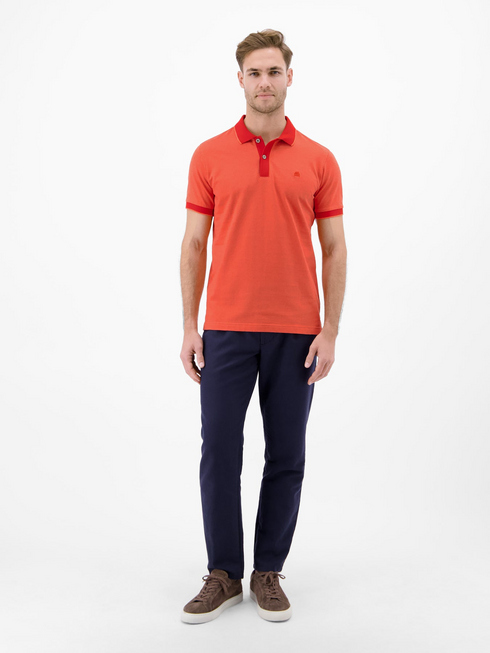 LERROS Vivid Red Two-Tone Cotton Polo Shirt — Regular Fit | 2633206