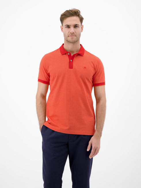 LERROS Vivid Red Two-Tone Cotton Polo Shirt — Regular Fit | 2633206