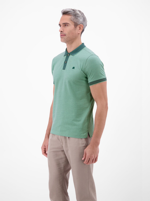 LERROS Soft Teal Two-Tone Cotton Polo Shirt — Regular Fit | 2633206