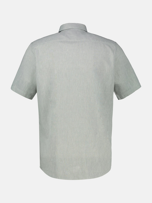 LERROS Storm Grey Cotton-Linen Textured Short Sleeve Shirt — Regular Fit | 2643152