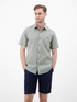 LERROS Storm Grey Cotton-Linen Textured Short Sleeve Shirt — Regular Fit | 2643152