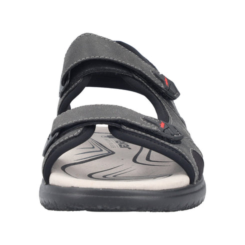 Rieker Men's Black 26455-00 Antistress Trekking Sandals with Triple Velcro Straps