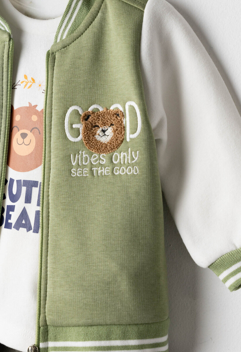 Hashtag Boys 3 Piece Good Vibes Jacket Long-Sleeve T-Shirt and Tracksuit Set 267607