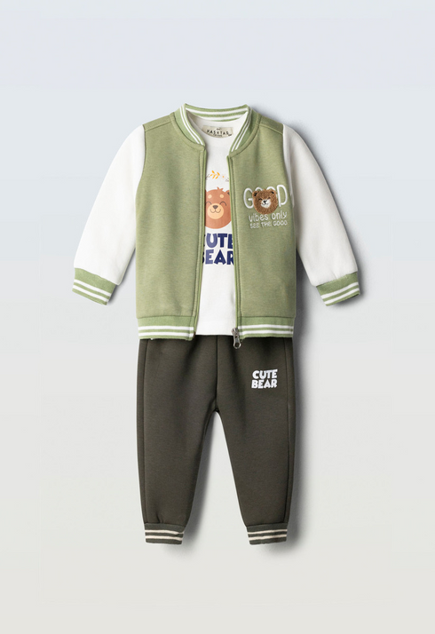 Hashtag Boys 3 Piece Good Vibes Jacket Long-Sleeve T-Shirt and Tracksuit Set 267607