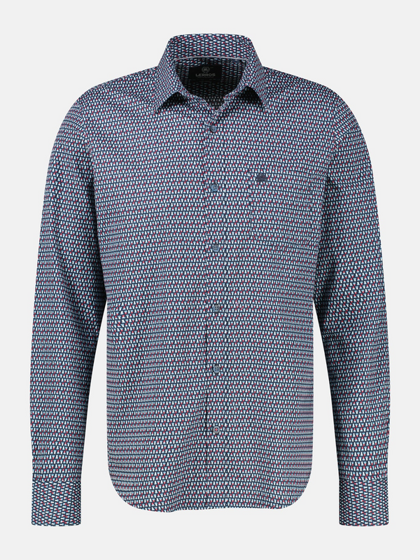Lerros Mens Sporty Minimalist Print Casual Shirt 2681070 345 - Muted Red