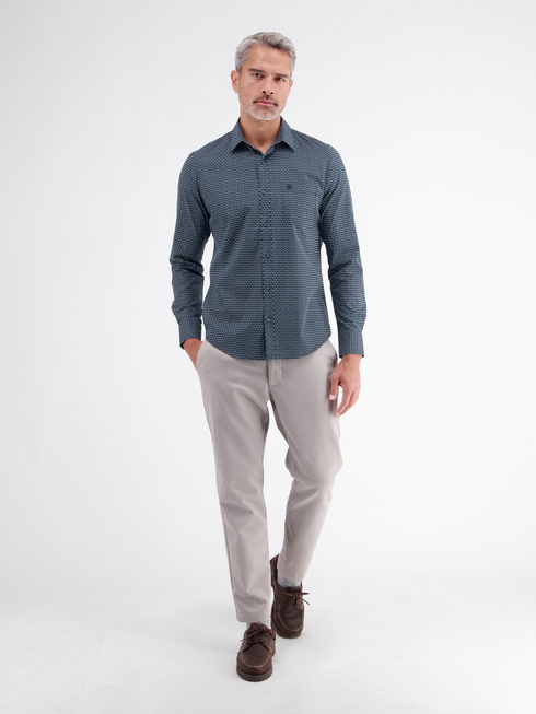 Lerros Mens Sporty Minimalist Print Casual Shirt 2681070 485 - Classic Navy