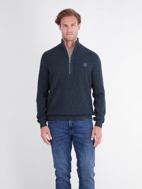 Lerros Casual 1/4 Zip Cotton Knit Sweater 2685428 485 - Classic Navy