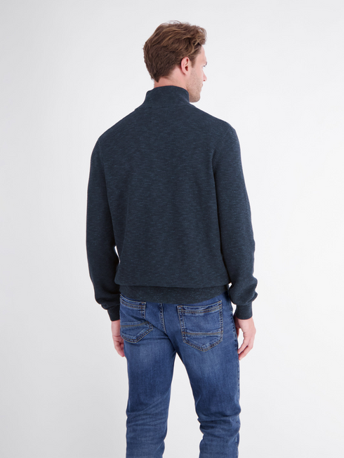 Lerros Casual 1/4 Zip Cotton Knit Sweater 2685428 485 - Classic Navy
