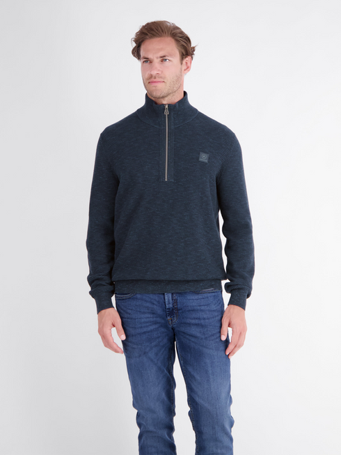 Lerros Casual 1/4 Zip Cotton Knit Sweater 2685428 485 - Classic Navy
