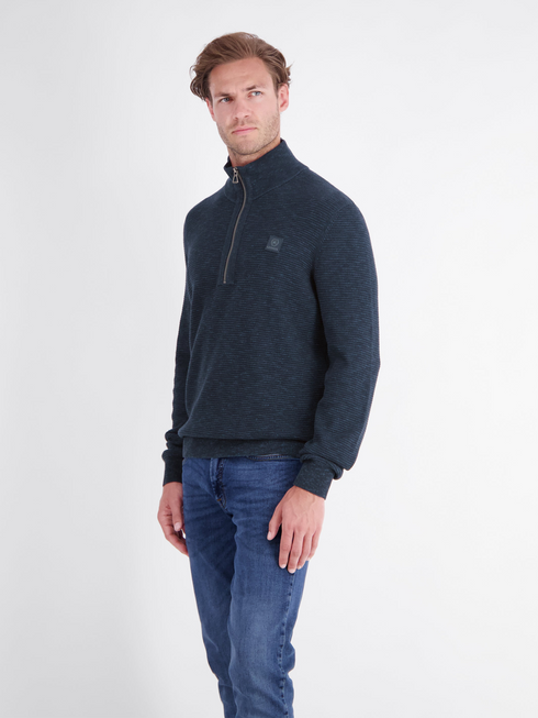 Lerros Casual 1/4 Zip Cotton Knit Sweater 2685428 485 - Classic Navy