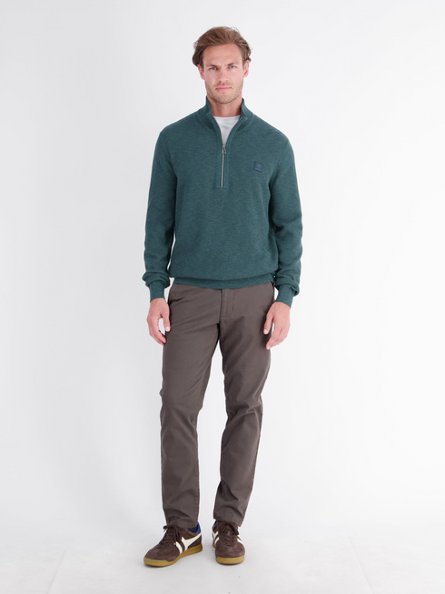 Lerros Casual 1/4 Zip Cotton Knit Sweater 2685428 664 - Cedar Green
