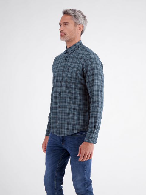 Lerros Checked Cotton Casual Long Sleeve Shirt 2691182 485 - Classic Navy