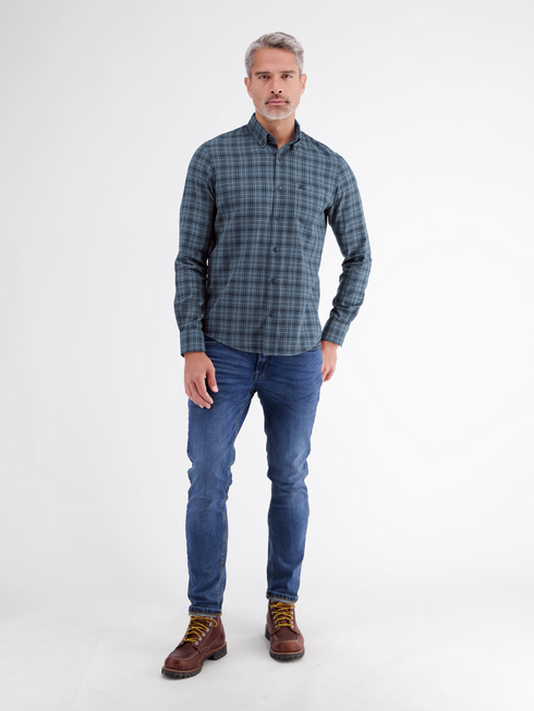 Lerros Checked Cotton Casual Long Sleeve Shirt 2691182 485 - Classic Navy