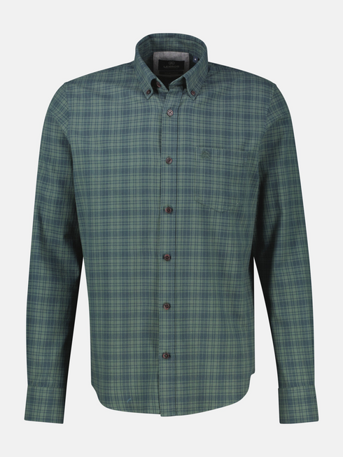 Lerros Checked Cotton Casual Long Sleeve Shirt 2691182 664 - Cedar Green