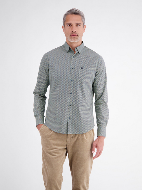 Lerros Patterned Sporty Casual Cotton Shirt 2691474 139 - Gravel Beige