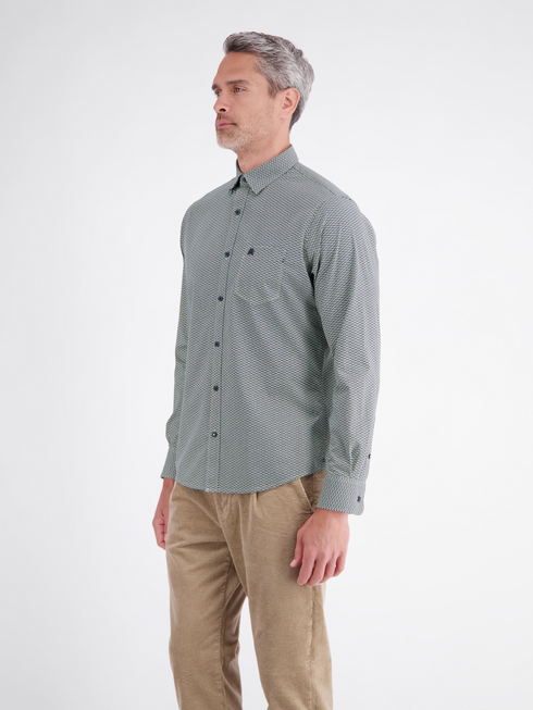 Lerros Patterned Sporty Casual Cotton Shirt 2691474 139 - Gravel Beige