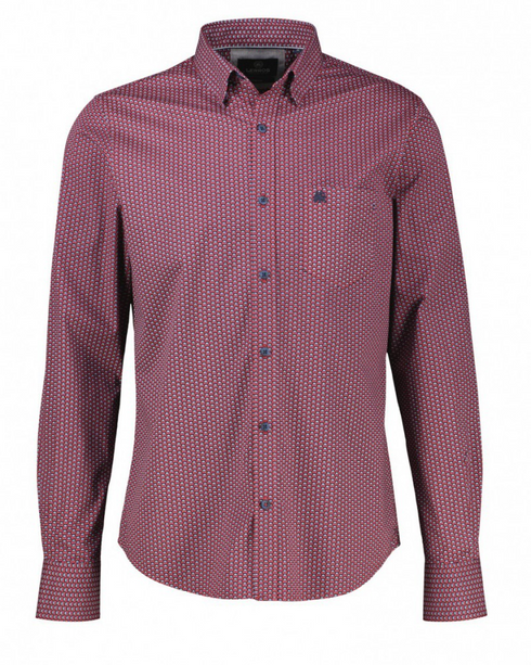Lerros Patterned Sporty Casual Cotton Shirt 2691474 643 - Muted Red