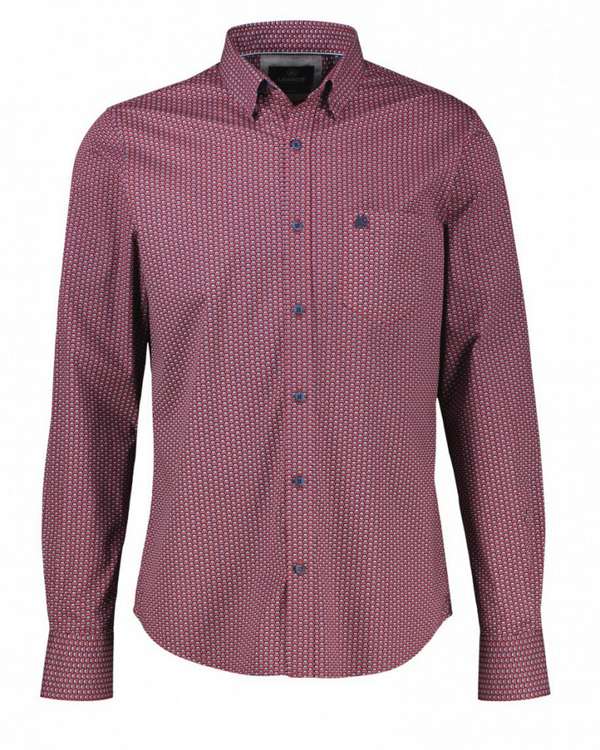 Lerros Patterned Sporty Casual Cotton Shirt 2691474 643 - Muted Red