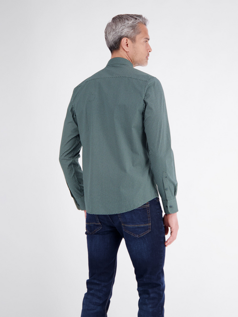 Lerros Patterned Sporty Casual Cotton Shirt 2691474 643 - Basil Green