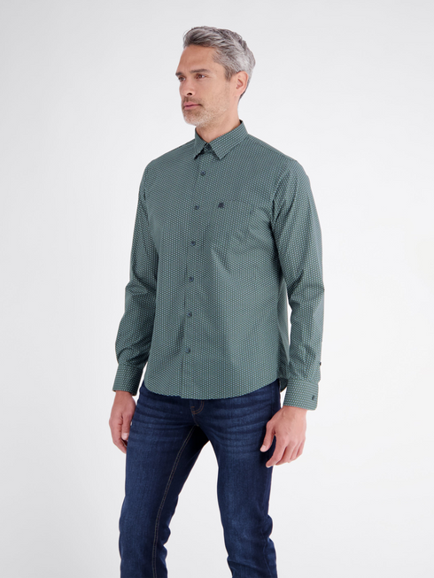 Lerros Patterned Sporty Casual Cotton Shirt 2691474 643 - Basil Green