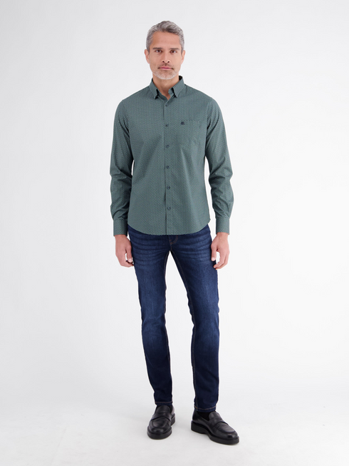 Lerros Patterned Sporty Casual Cotton Shirt 2691474 643 - Basil Green