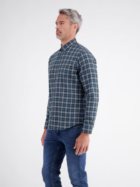 Lerros Mens Cotton Plaid Check Casual Shirt 2691476 485 - Classic Navy