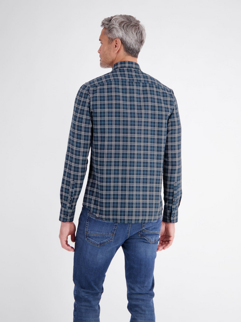 Lerros Mens Cotton Plaid Check Casual Shirt 2691476 485 - Classic Navy