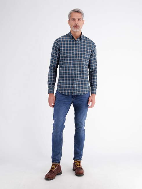Lerros Mens Cotton Plaid Check Casual Shirt 2691476 485 - Classic Navy
