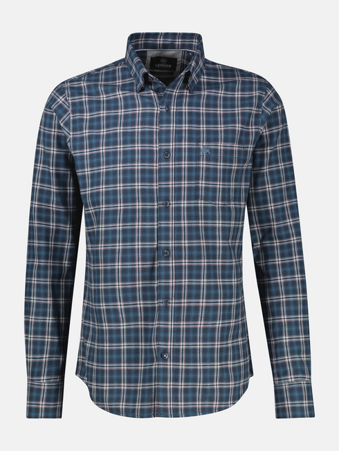 Lerros Mens Cotton Plaid Check Casual Shirt 2691476 485 - Classic Navy