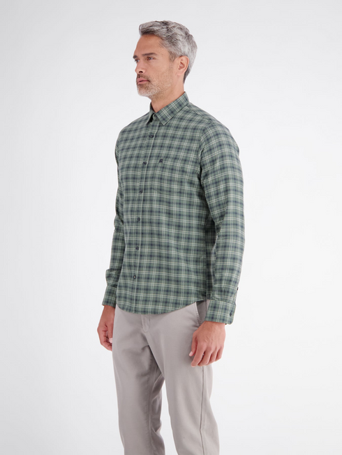 Lerros Mens Cotton Plaid Check Casual Shirt 2691476 643 - Basil Green
